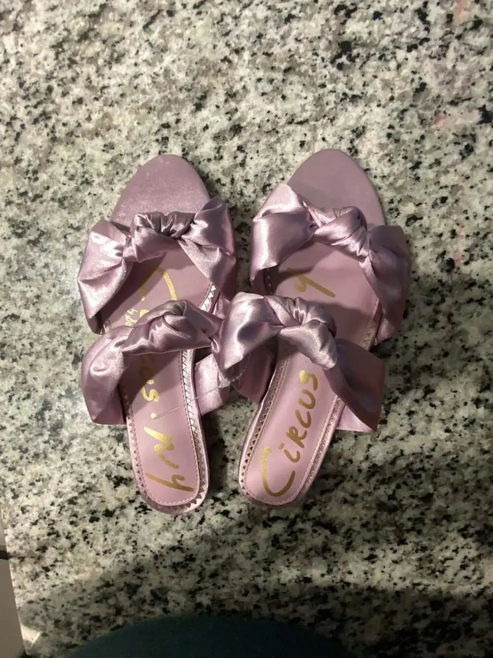 Circus NY by Sam Edelman Marissa Knotted Satin Flat Slide Sandals in Pale Orchid